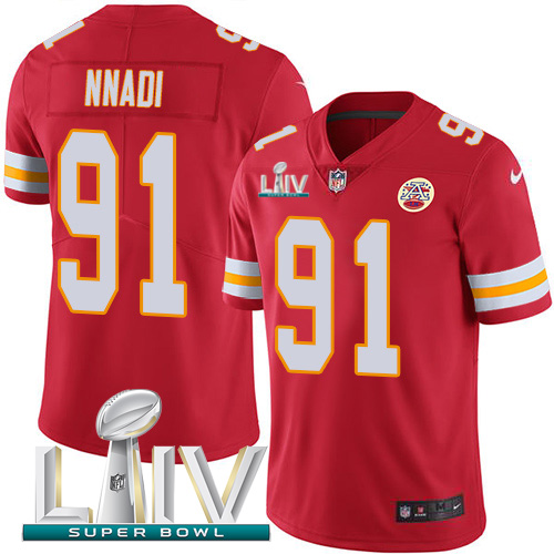 Kansas City Chiefs Nike #91 Derrick Nnadi Red Super Bowl LIV 2020 Team Color Youth Stitched NFL Vapor Untouchable Limited Jersey->youth nfl jersey->Youth Jersey